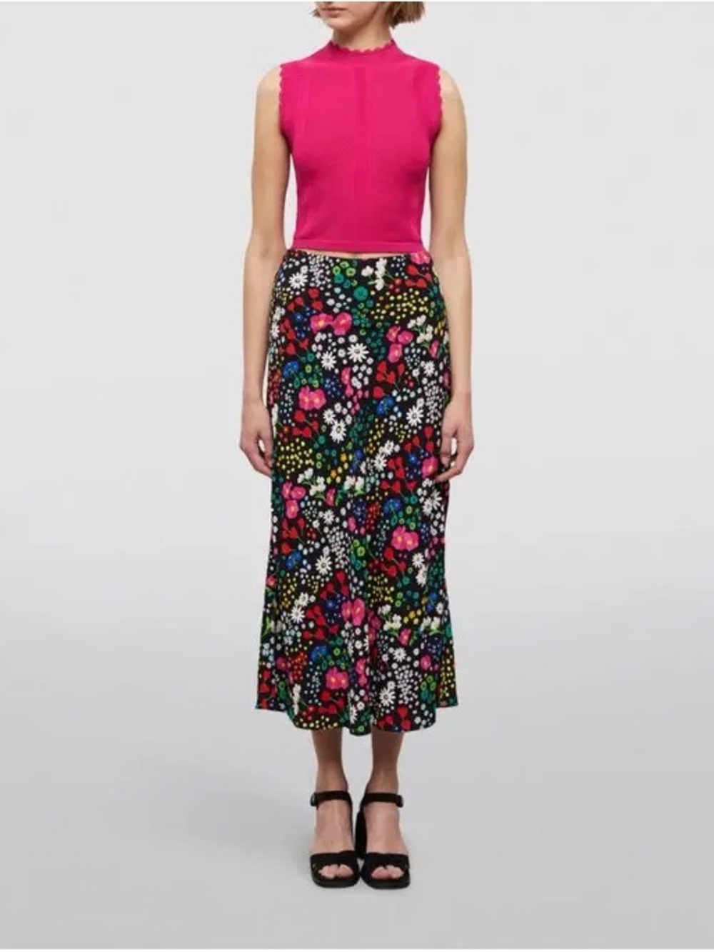 The Kooples Floral Print Midi Skirt, Size 1
